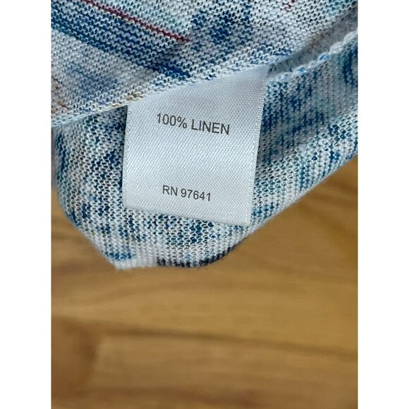 J. Jill Love Linen Women's S Blue Tank Top Medallion Print Wide Strap Minimalist - Picture 3 of 8